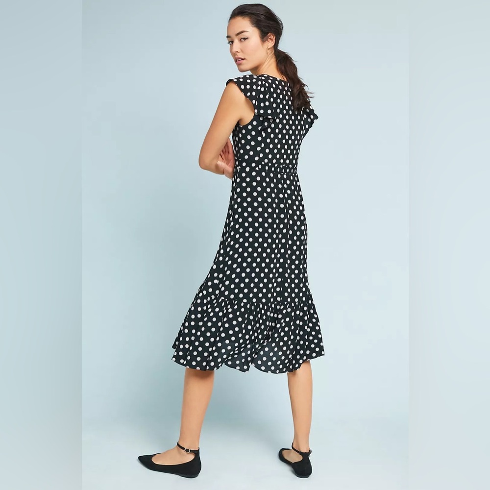 Anthropologie Maeve Gathered Polka Dot Dress - Picture 3 of 7